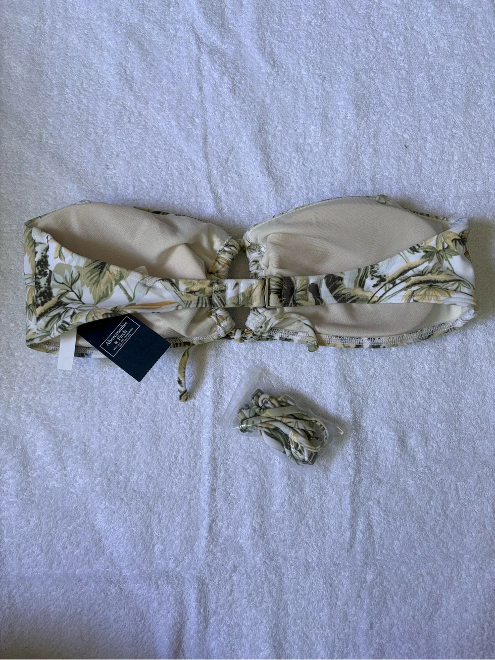 Abercrobie & Fitch Women's Bandeau Bikini Top Cream Floral Small Swimwear